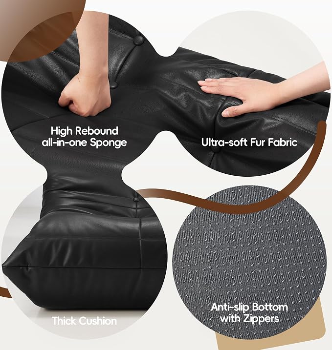 Hobestluk Small Bean Bag Chair Lazy Floor Sofa, Memory Foam Fireside Sofa - Image 6