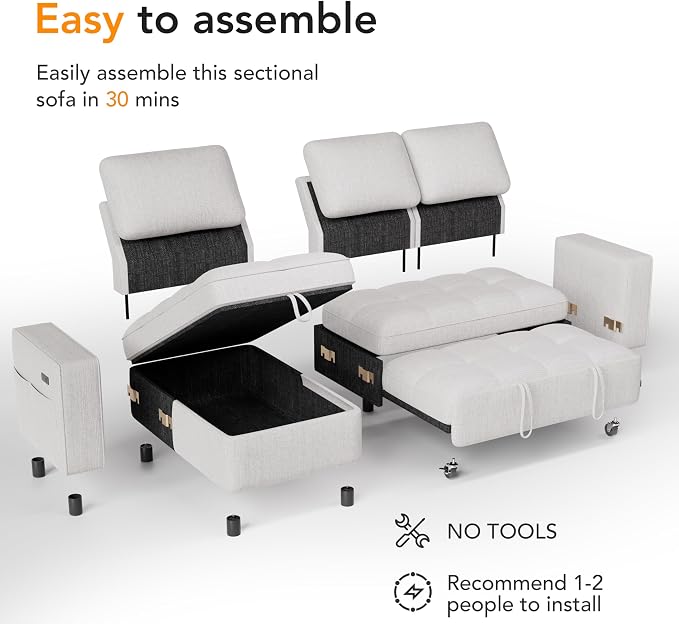 Vipbear 81" Sectional Sleeper Sofa - Image 4