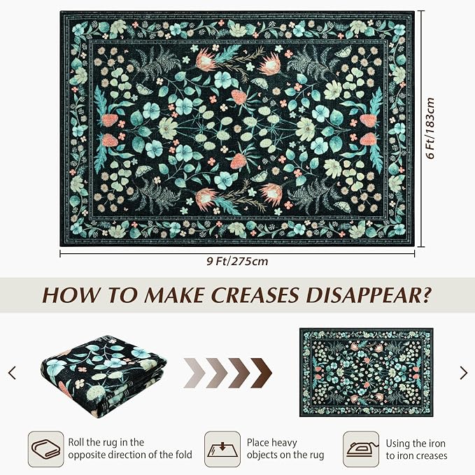 Area Rugs for Living Room, Washable 5x7 Vintage Rug for Bedroom, Non-Slip - Image 2