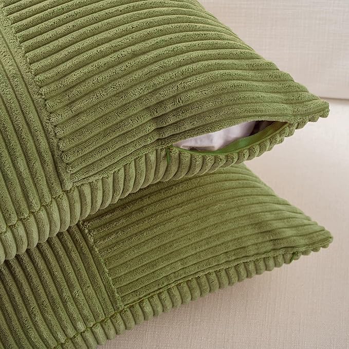 Fancy Homi 2 Packs Moss Green Big Decorative Throw Pillow Covers 24x24 Inch - Image 4