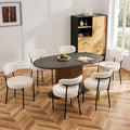 Sweetcrispy Dining Chairs Set of 6, Boucle Upholstered Modern Mid Century Round by Sweetcrispy