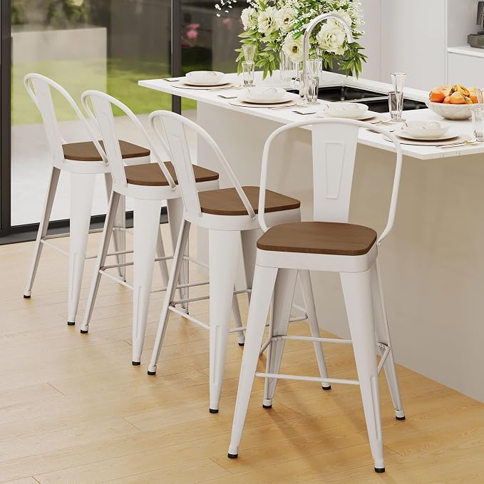 Andeworld Metal Bar Stools Set of 4, 30 inch Bar Height Barstools - Image 5