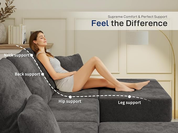 Living&Giving 128" U-Shaped Cloud Sectional Couch - Image 4