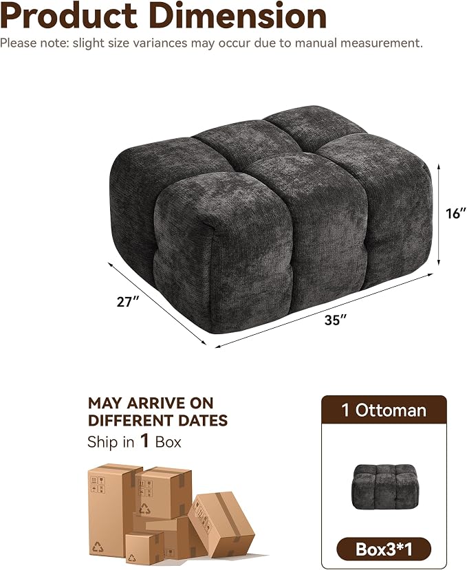 Large Boneless Ottoman, Upholstered Cloud Ottomans - Image 2