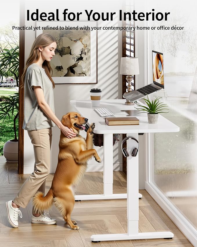BIZUM Electric Standing Desk 60 x 24 Inch Computer Desk-Gaming Desk White Home - Image 4