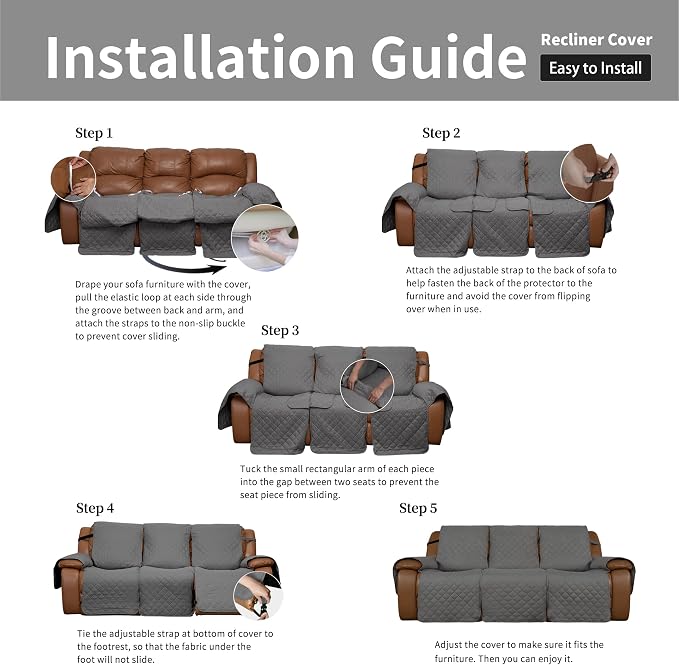 Easy-Going Oversized Recliner Sofa Cover, Reversible Couch Cover - Image 7