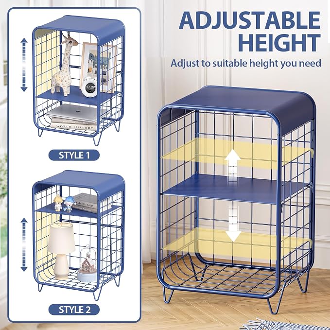 APEXCHASER Cute Nightstand, Metal Side Table, 3-Tier Modern End Table - Image 4