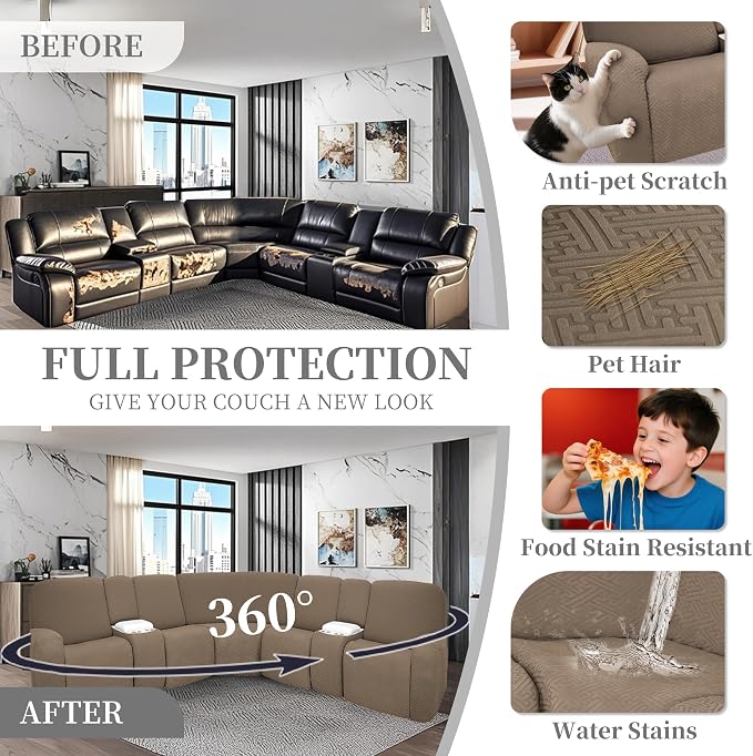 100% Waterproof Sectional Recliner Couch Covers - Image 6