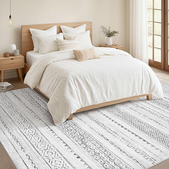 Nakagishi 5x8 Area Rugs Living Room: Washable Boho Large Neutral Soft Farmhouse - Image 5