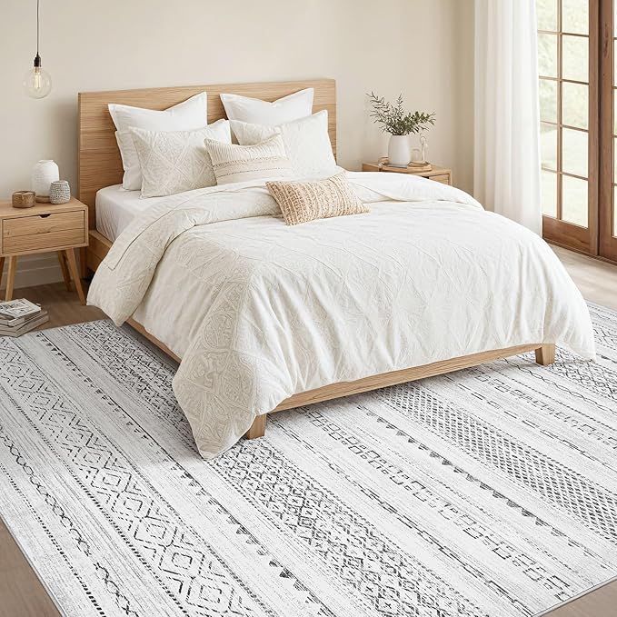 Nakagishi Area Rugs 8x10 Living Room: Washable Boho Large Neutral Soft - Image 5