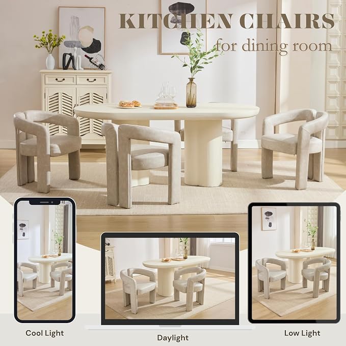 Hyfirm Barrel Dining Chairs Set of 2, PU Leather Upholstered Accent Kitchen - Image 6