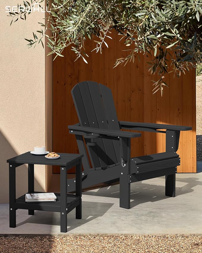SERWALL 2-Tier HDPE Outdoor Side Tables Set of 4, Weatherproof Rectangular - Image 7