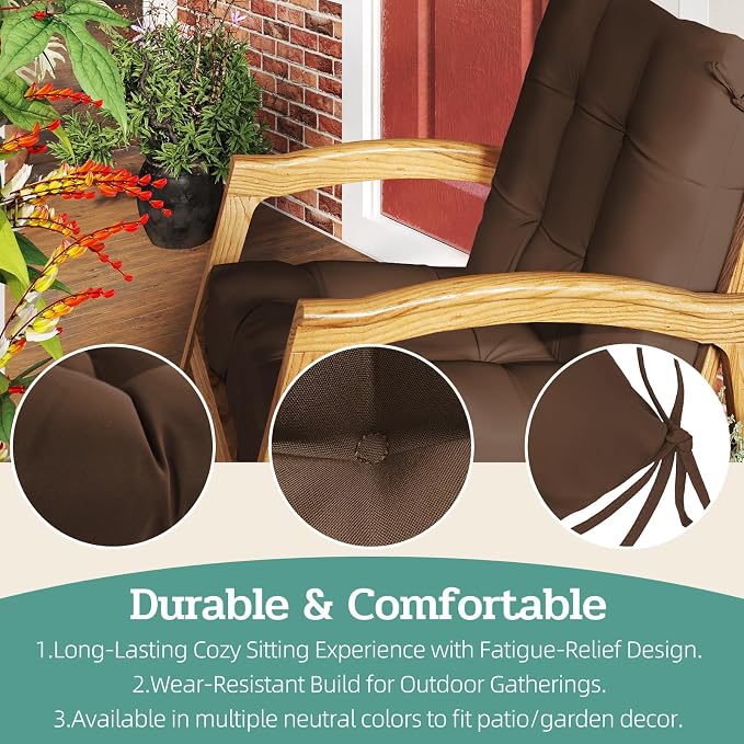Outdoor Chair Cushions Set of 2, High Back Soft Seat Pad - Image 6