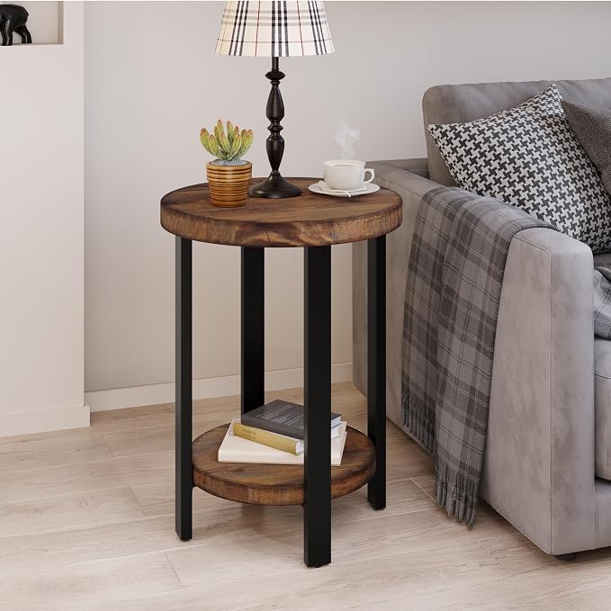 Alaterre Furniture Pomona Living Room Set of 2 Solid Wood Small Round End Tables - Image 5
