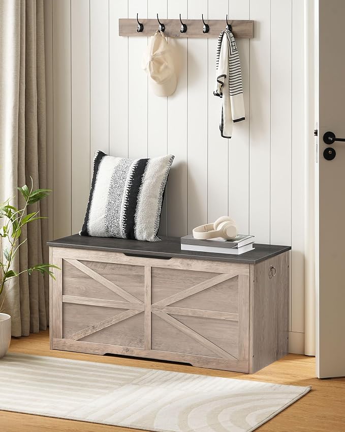 CHOEZON Storage Chest, 39.4" Wooden Storage Trunk, Retro Storage Bench - Image 2