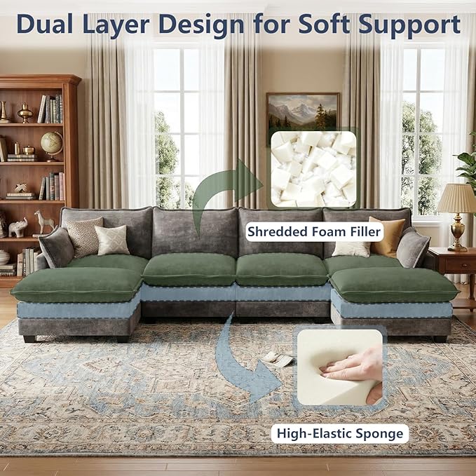 U Shaped Modular Sectional Sofa, Cloud Couch - Image 4
