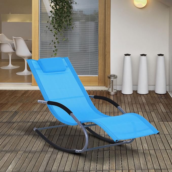 Outsunny Zero Gravity Rocking Chair Outdoor Chaise Lounge Chair Recliner Rocker - Image 2