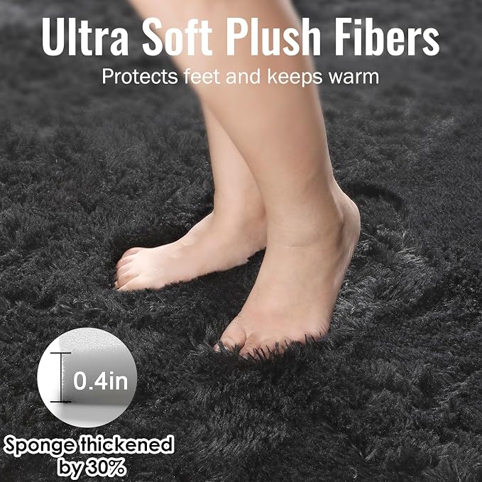 PAGISOFE Black Runner Rugs for Bedroom, Living Room 2x6 Small Plush Fluffy Boys - Image 5