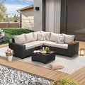 JOYURE 6 Pieces Patio Furniture Set All-Weather Outdoor Wicker Sectional by JOYURE