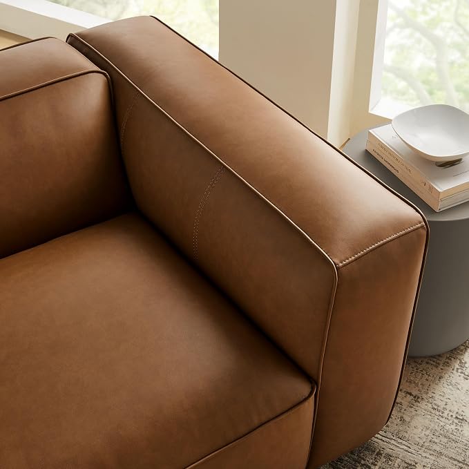 Modway Auren Vegan Leather Right Modular Armchair in Coffee - Image 5