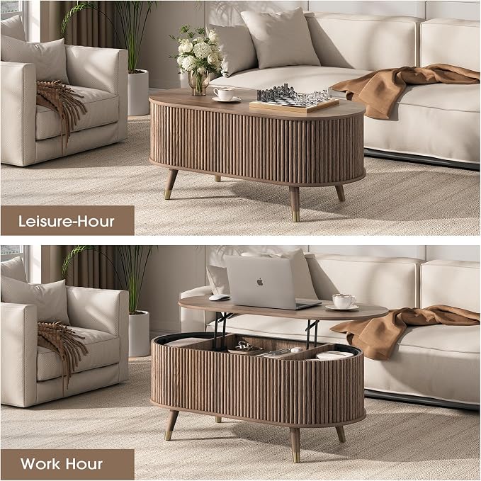 JOINICE 42.5" Oval Lift Top Coffee Table - Image 5