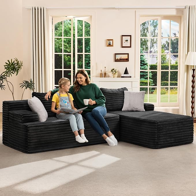 Hobestluk Modular Sectional Sofa Couches L-Shape Couch 3 Seat Modular Sofa - Image 3