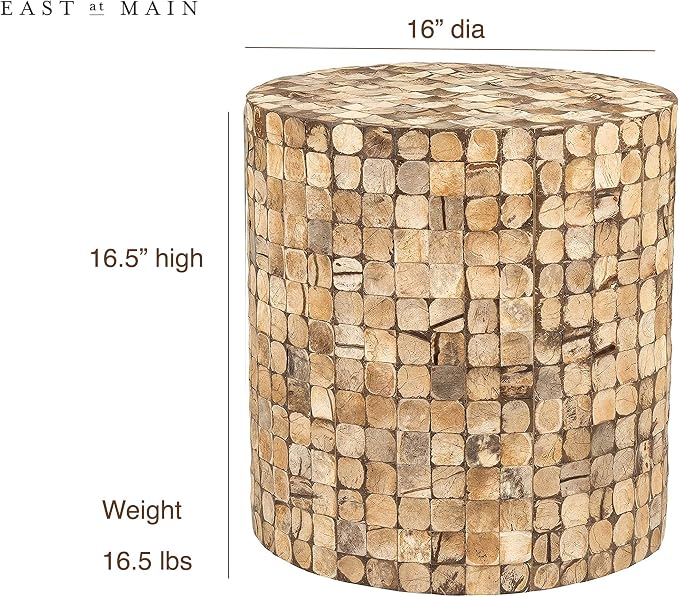 East at Main Round Brown Coconut Shell Side Table - Image 3