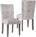 HomePop Classic Parsons Dining Chair -Gray Linen Artistic Floral Print by HomePop