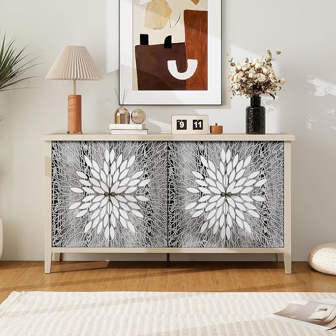 58" Sideboard Buffet Cabinet, Storage Cabinet by mixtavie