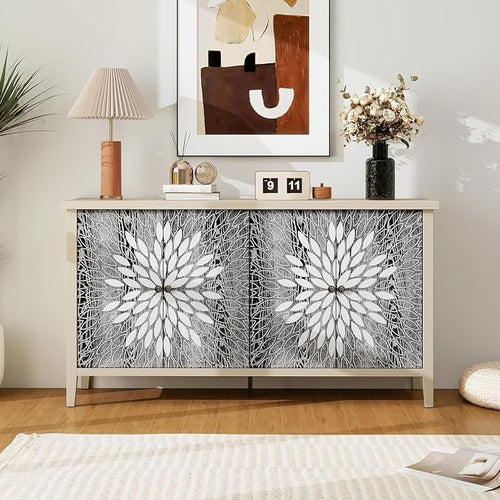58" Sideboard Buffet Cabinet, Storage Cabinet by mixtavie