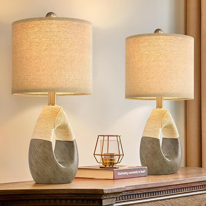OYEARS 19” Boho Table Lamps Bedroom Living Room Set 2, Suitable - Image 8