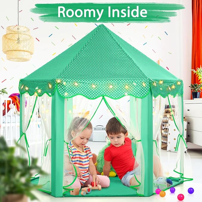 Monobeach Princess Tent Girls Green Large Playhouse Kids Castle Play Tent - Image 2