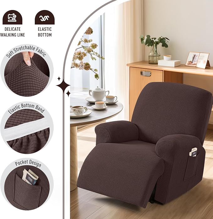 TAOCOCO Oversized Recliner Chair Covers, 1 Seater Streach Recliner Covers Soft - Image 3