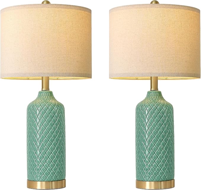 G-SAFAVA24.25 Modern Ceramic Green Table Lamps Set of 2 - Image 8