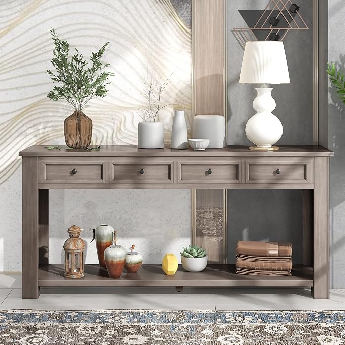 LKTART Solid Wood Console Table, Long Sofa Table Entryway Table - Image 2