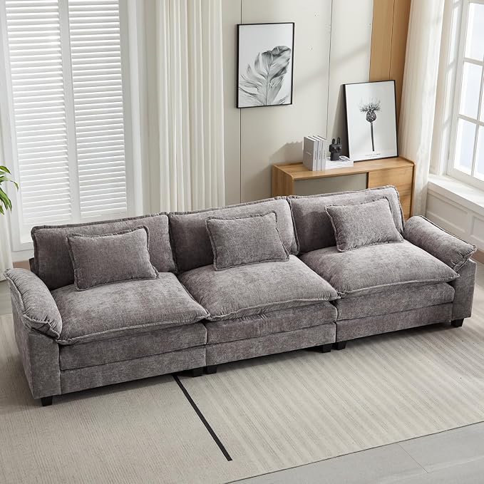 Oprisen 120" Modular Sectional Sofa, Comfy Cloud Couch Sectional Sofa, Chenille by Oprisen