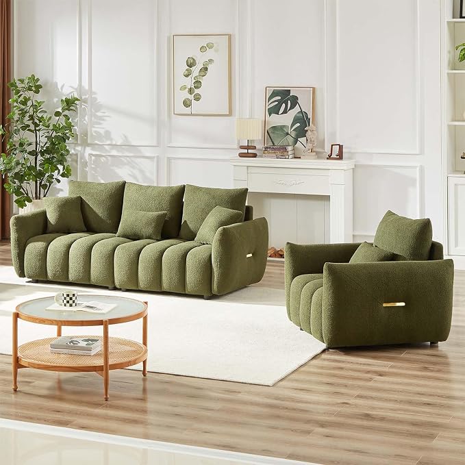 Antetek Teddy Sofa Set for Living Room, Modern Deep Seat Sofa Chair and - Image 4