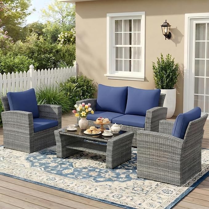 Wisteria Lane Patio Furniture Set, Wicker Outside Outdoor Furniture by WisteriaLane