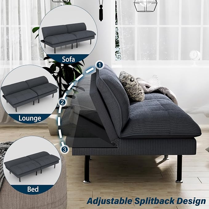 Ribilake 2 Sets 70" Futon Sofa Bed, 4 in 1 Multi-Function Couch Sleeper - Image 5