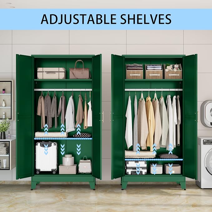 71 "Metal Armoire Wardrobe Closet, Steel Clothing Storage Cabinet - Image 3