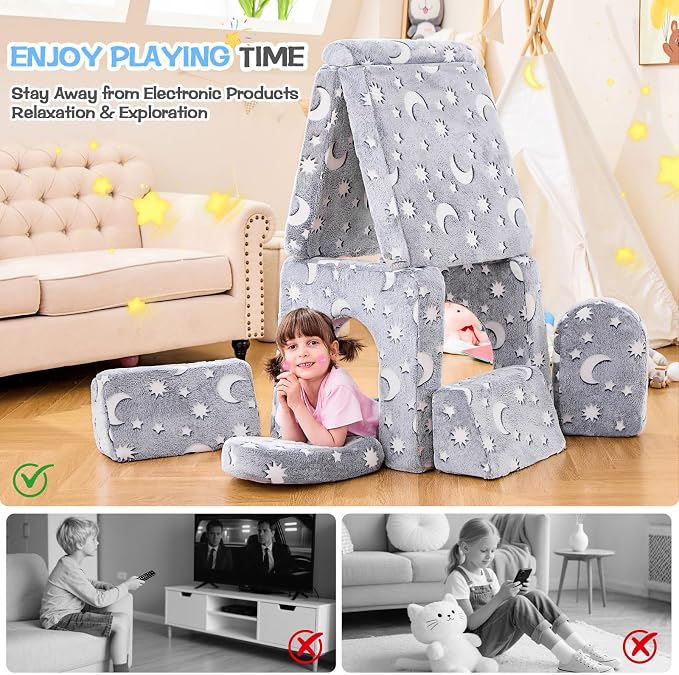 IFNOW Modular Kids Play Couch, Convertible & Washable Toddler Foam Couch Kids - Image 5