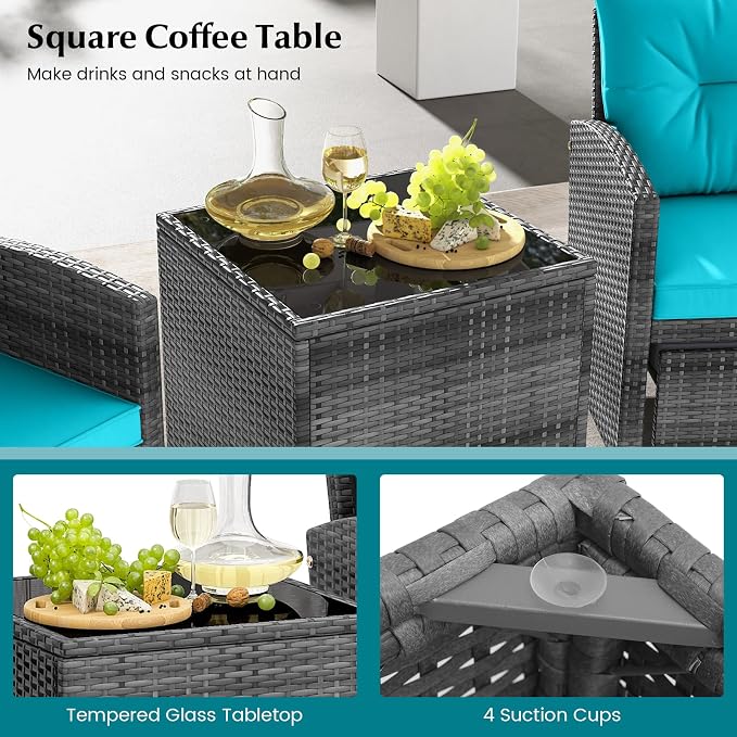 Tangkula 5 Pieces Patio Conversation Set, PE Wicker Rattan Outdoor Furniture Set - Image 5