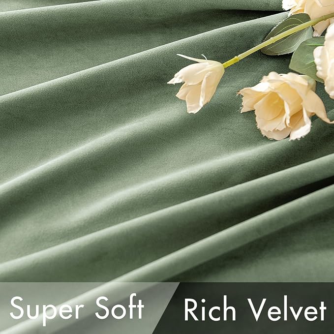 MIULEE Sage Green Velvet Curtains 96 inches Long - Image 4
