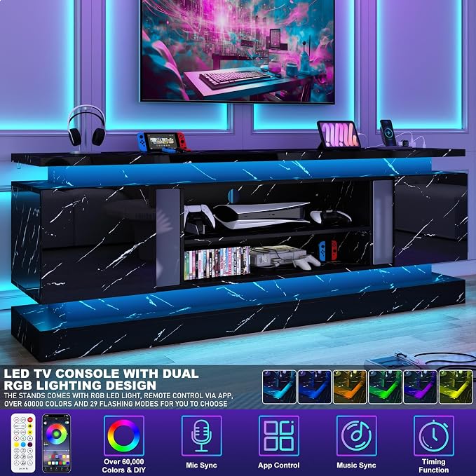 chartustriable 71IN LED TV Stands w/Power Outlet - Image 5