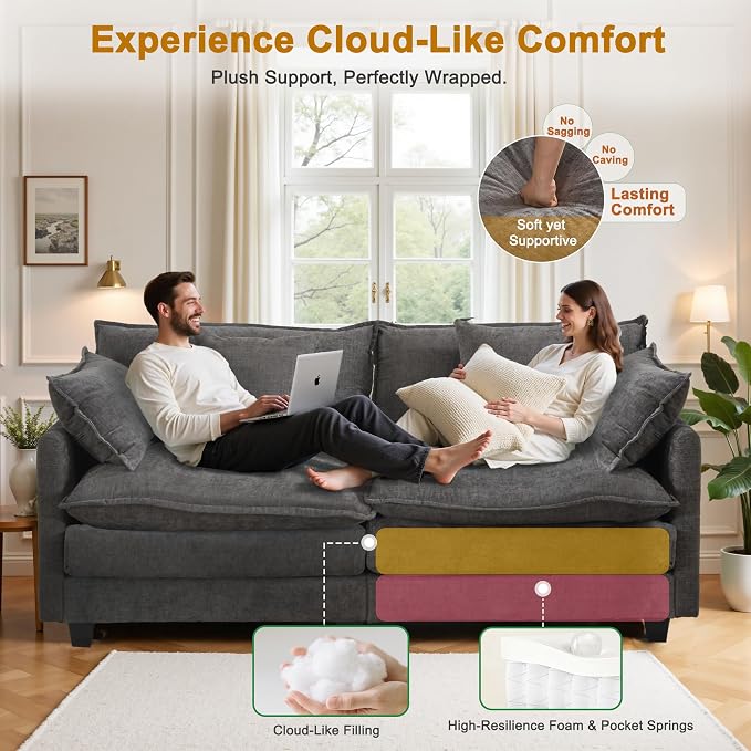 77" Cloud Chenille Sofa Set - Image 4