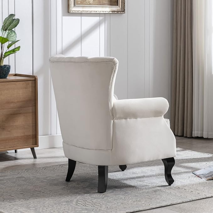 Mid Century Accent Chair Modern Tufted Wingback Armchairs Club Chair Velvet - Image 5