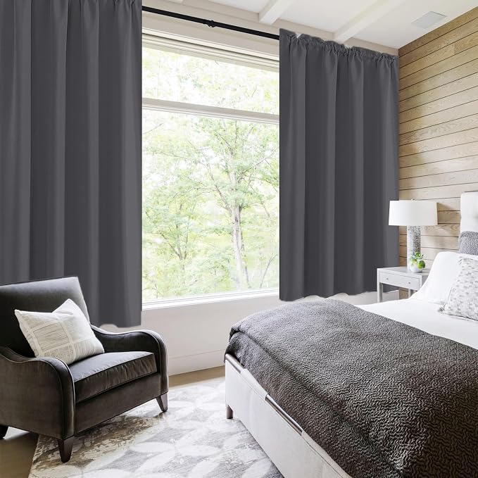 DWCN Blackout Curtains for Bedroom 54 Inch Length 2 Panels Set, Solid Thermal - Image 2