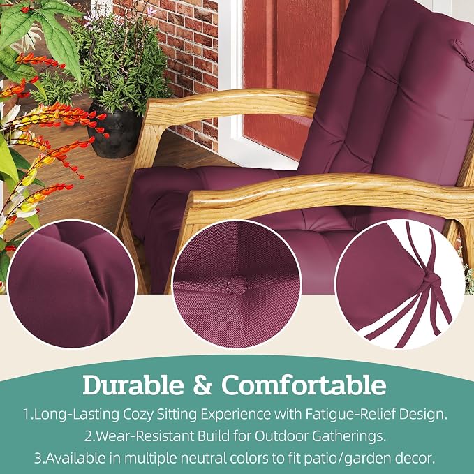 Outdoor Chair Cushions Set of 2, High Back Soft Seat Pad - Image 6