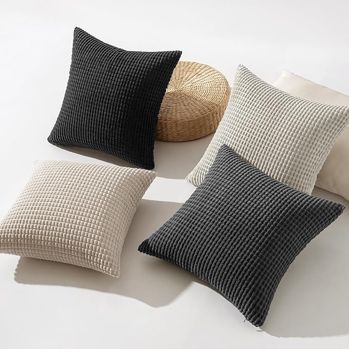 MIULEE Neutral Cream/Grey Decorative Pillow Covers 18x18 Inch Set of 4 Boho - Image 5