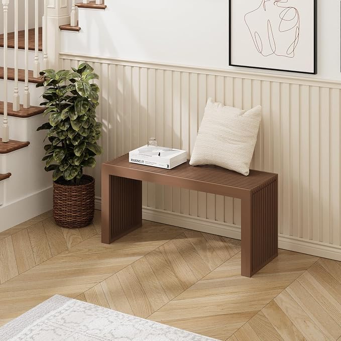 Bamboo Small Dining Bench, Farmhouse Bench - Image 5
